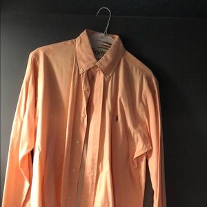 Men’s polo long sleeve button down - orange